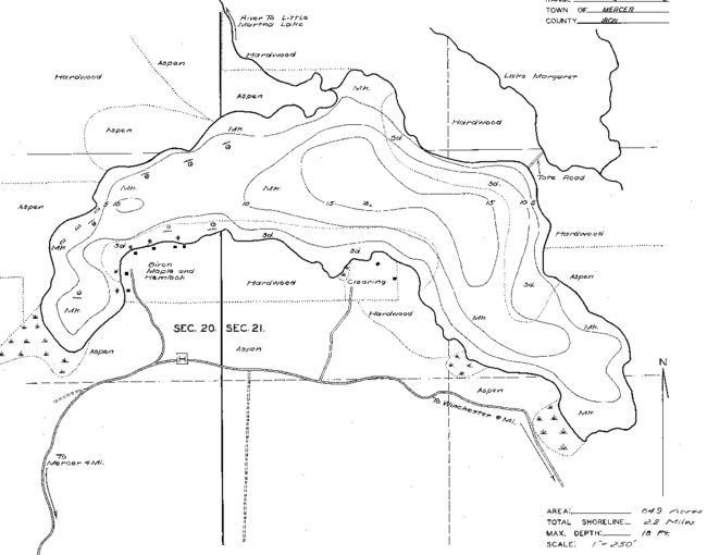 Payment Lake contour map