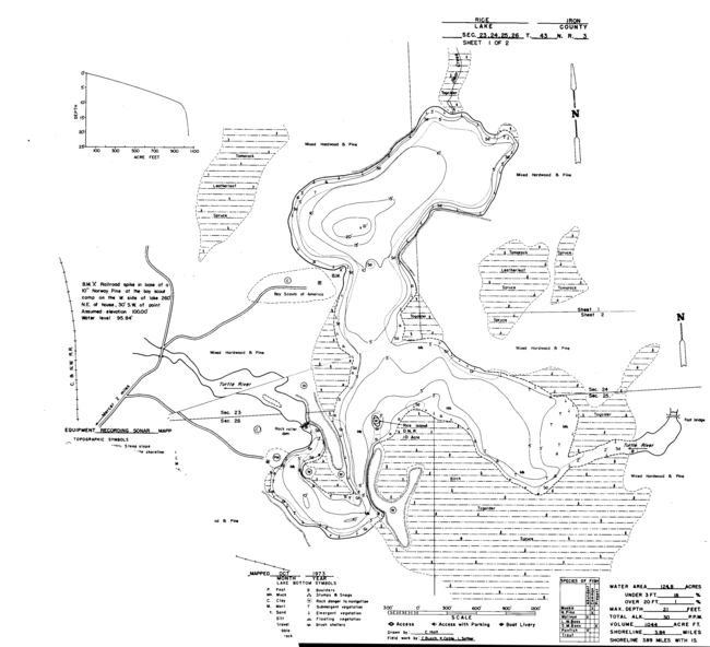 Rice Lake contour map